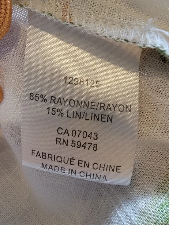 Calypso St Barts Linen Tropical Lobster Papaya Top Small boxy Relaxed - Picture 10 of 10